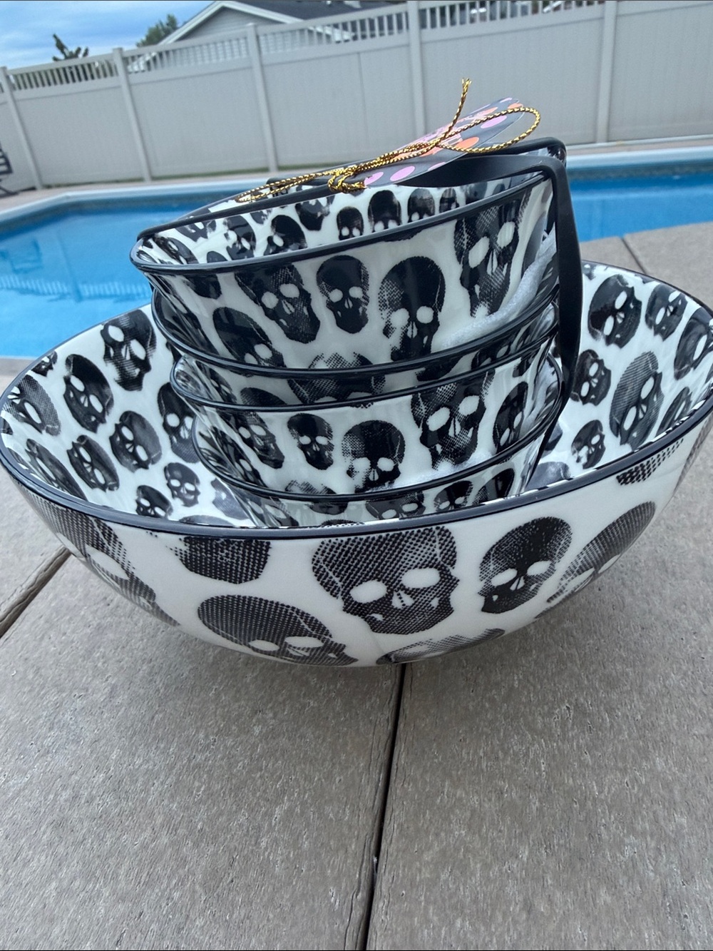 Black and White Skull Ceramic Serveware Set by